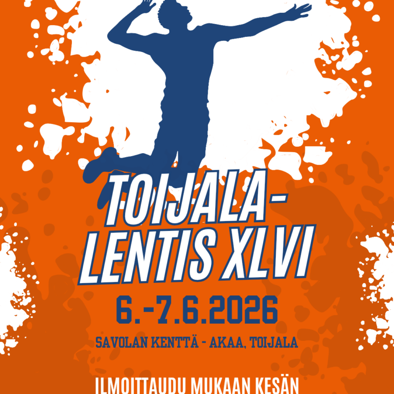 kuvassa mainostetaan Akaan lentopalloturnausta 6.-7.6.2026