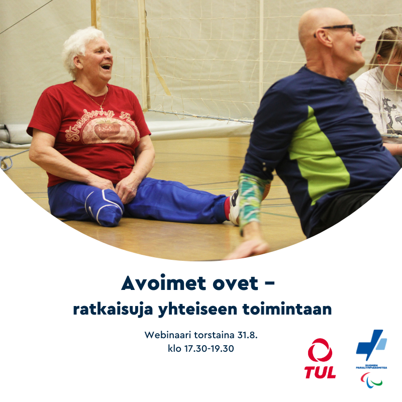 Nauravia ihmisiä ja teksti avoimet ovet - ratkaisuja yhteiseen toimintaan.