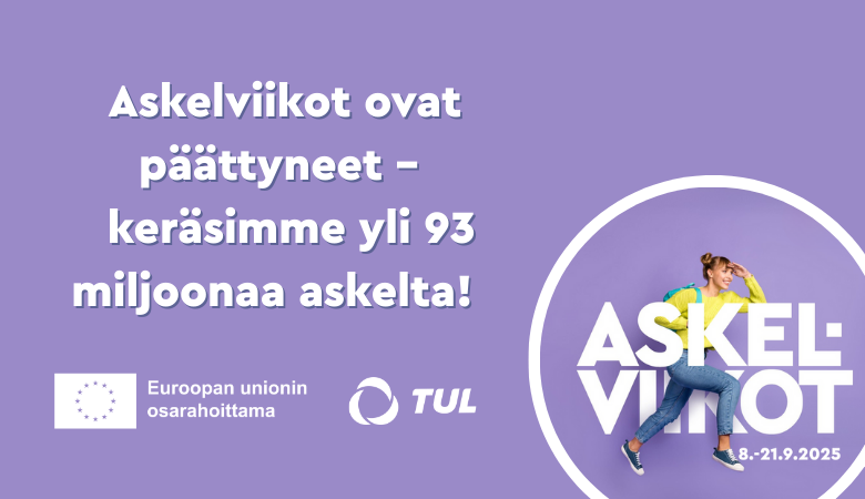 Askelviikot ovat päättyneet – keräsimme yli 93 miljoonaa askelta!  