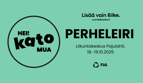 Hei Kato Mua leirin kampanjakuva turkoosilla pohjalla.