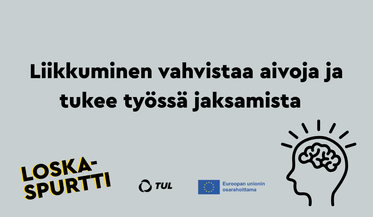 Tekstin otsikko harmaalla taustalla Loskaspurtin, TUL:n ja EU:n logon kera.