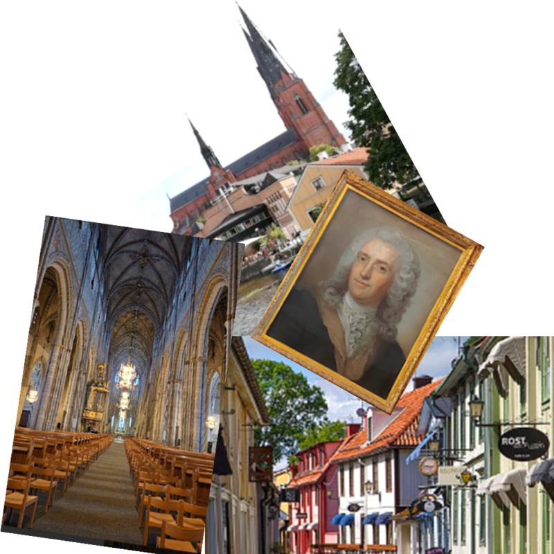 Kuvakollaasi, jossa yhdistyy pieniä kuvia Uppsalasta ja Sigtunasta.