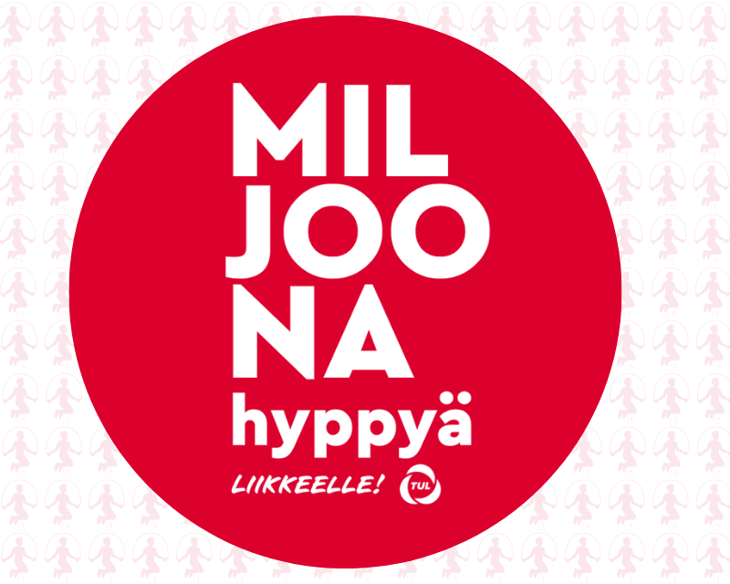 Kuvituskuva. Teksti Miljoona hyppyä ja Liikkeelle -logo.